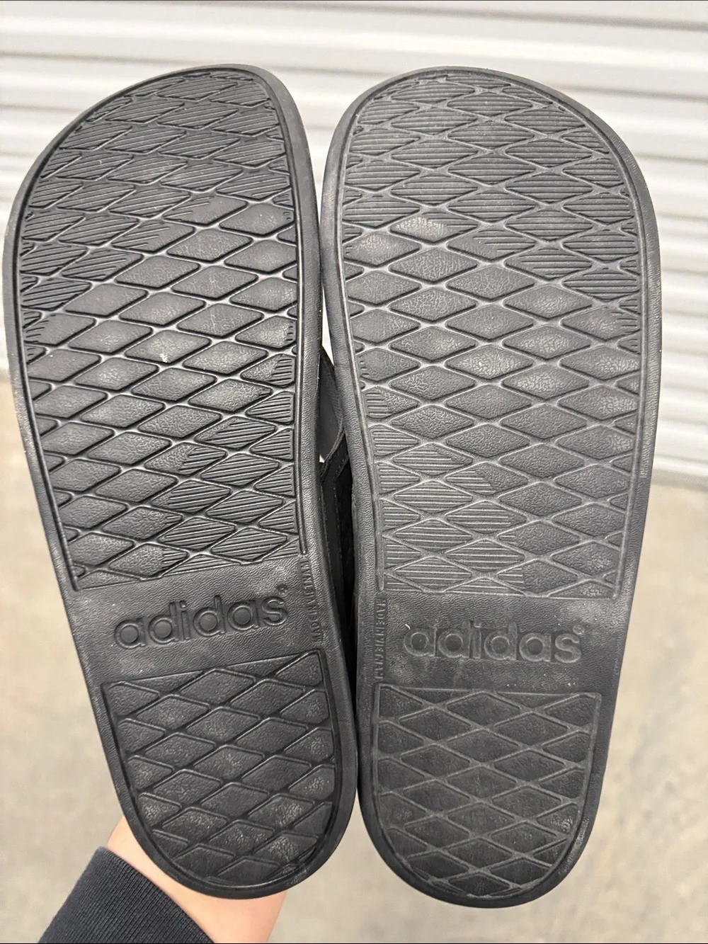 adidas Men's Black and Gray Woven Thong Sandals